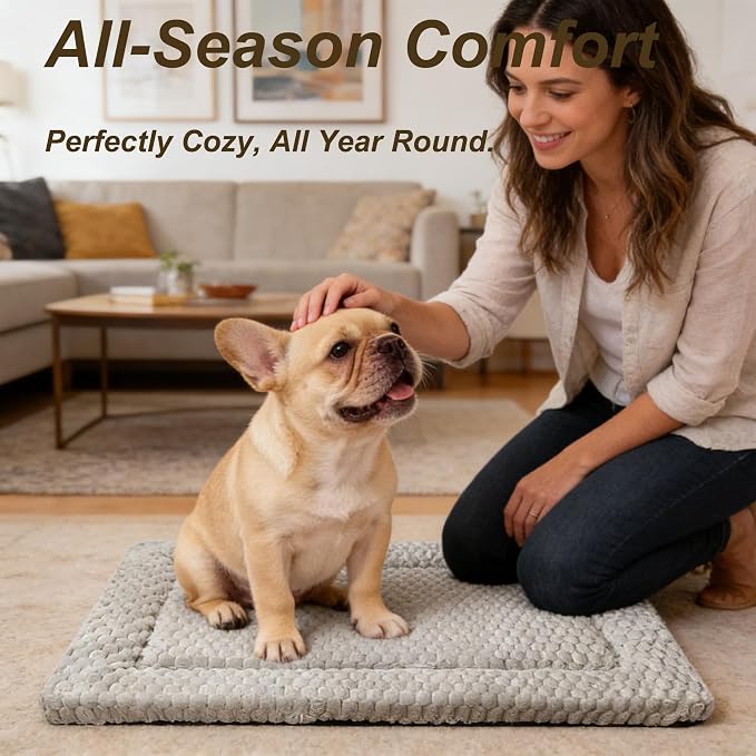 Dog Bed Mat - Durable & Cute Crate Dog Beds for Small Dogs & Cats, Comfortable Kennel Pad for Home, Crate & Travel