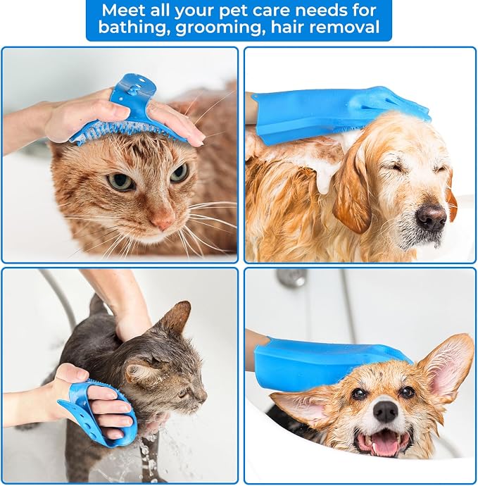 4PCS Dog washing kit,Dog Bath Brush | Dog Washing Gloves | Microfiber Large dog towel 56'' X 28'',Very suitable for bathing, swimming, outdoor activities, and camping for large and medium-sized dogs.