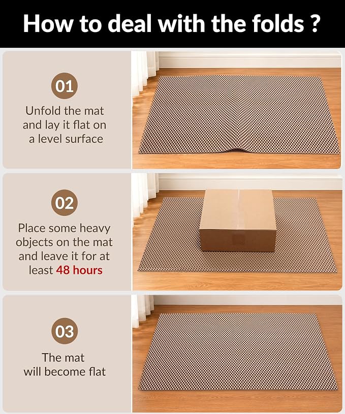 Cooyes Cat Litter Mat - Cut to Fit Any Place, 35"x23" Large Litter Trapping Mat for Litter Box, Easy to Clean, Waterproof & Non-Slip Kitty Pad, Scatter Control to Protect the Floor (Khaki)