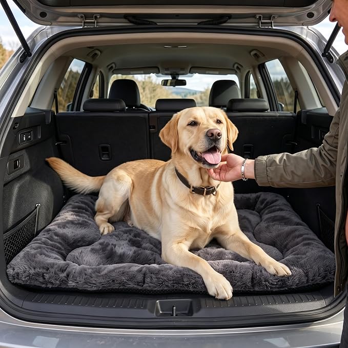 Dog Bed 42" for Metal Crate Pad,Washable Sleeping Mat for Medium/Large Pets | Soft faux rabbit fur, non-slip,machine wash/dry, plush cushioning, for crates, floors & travel, multiple sizes for all breeds