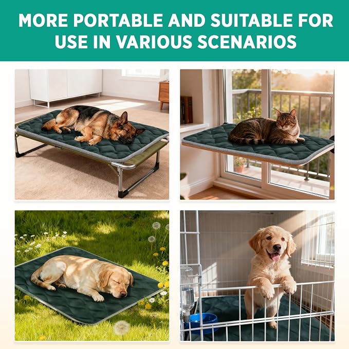 Dog Bed Mat Crate Pad, Anti-Slip Bottom Machine Washable Pet Pad | Thick lightweight mat with anti-slip bottom, machine washable. Ideal for dogs, cats in crates, home & car, S 24x18'', Grey