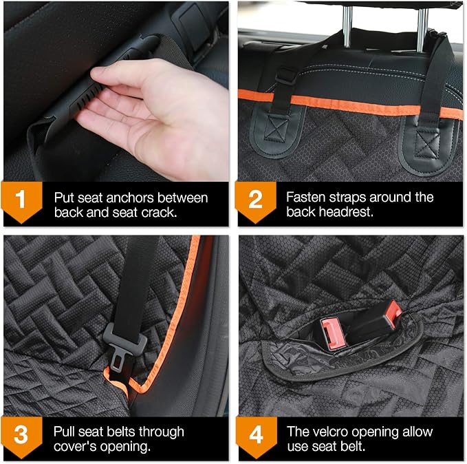 Bench Dog Seat Cover, Oxford Cloth Vehicle Seat Cover for Car/SUV/Small Truck, Universal Fit, Black, Waterproof, Heavy Duty, Nonslip, Machine Washable