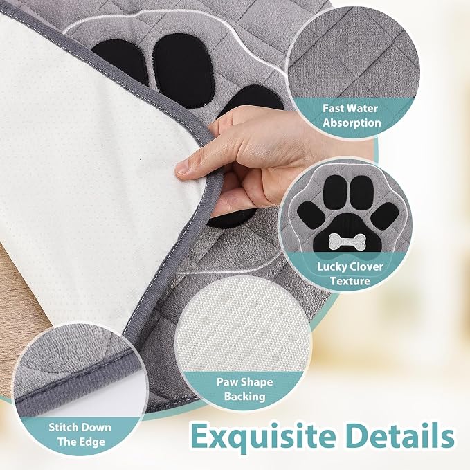 Reusable Pee Pad for Dogs 18"x24", Washable Dog Pee Pad with TPU Waterproof & Non-Slip Bottom, Thick Cotton Quilted Puppy Training Mat for Crate, Car, Floor, Grey