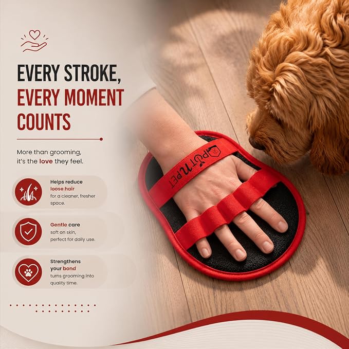 Pet Hair Removal Glove for Dogs & Cats – Reusable Electrostatic Magic Brush Five Finger Grooming Mitt, Washable Pet Hair Remover Tool for Laundry, Couch, Carpet, Car Seat, Clothing & Furniture | Reusable & Washable, No Refills Needed