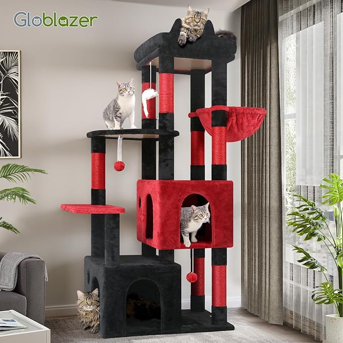 Globlazer Heavy Duty Cat Trees for Big Cats Maine Coon, F61, Blood-Goth | Gothic Cat Tower for Indoor Large Adult Cats with Scratching Post, Extra Large Top Perch, Cat Condos, 61inch