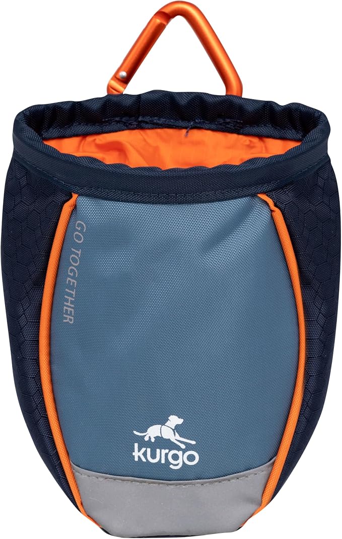 Kurgo Go Stuff It Dog Treat Bag, Training Treat Pouch Bag for Dogs, Treat Pouches for Pets, Hands-Free Pouch Waist, Reflective, Includes Carabiner, MOLLE-Compatible (Navy Blue) | MOLLE-Compatible Training Pouch with Drawstring Closure, Zippered Storage...