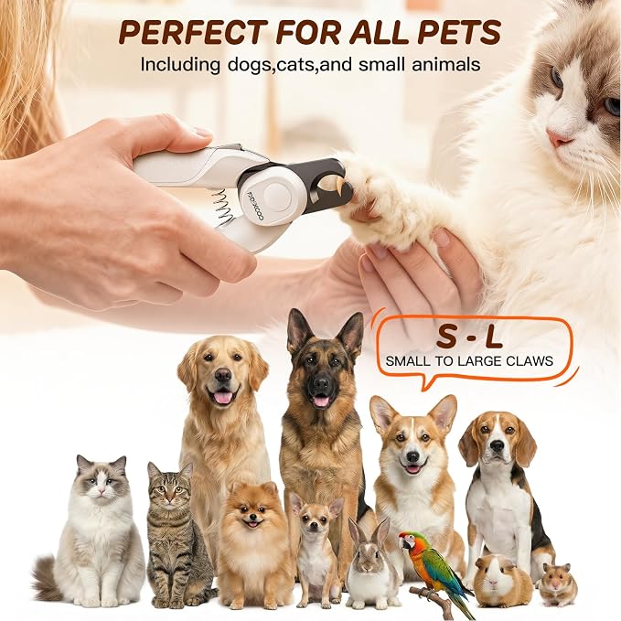Dog Nail Clippers with Lights, Safe & Stress-Free for Sensitive Pets | Dual LED Lights, Safety Side Lock, Nail File, Anti-Slip Handles,Painless Pet Nail Trimmer for Large & Medium Dogs & Cats Claw