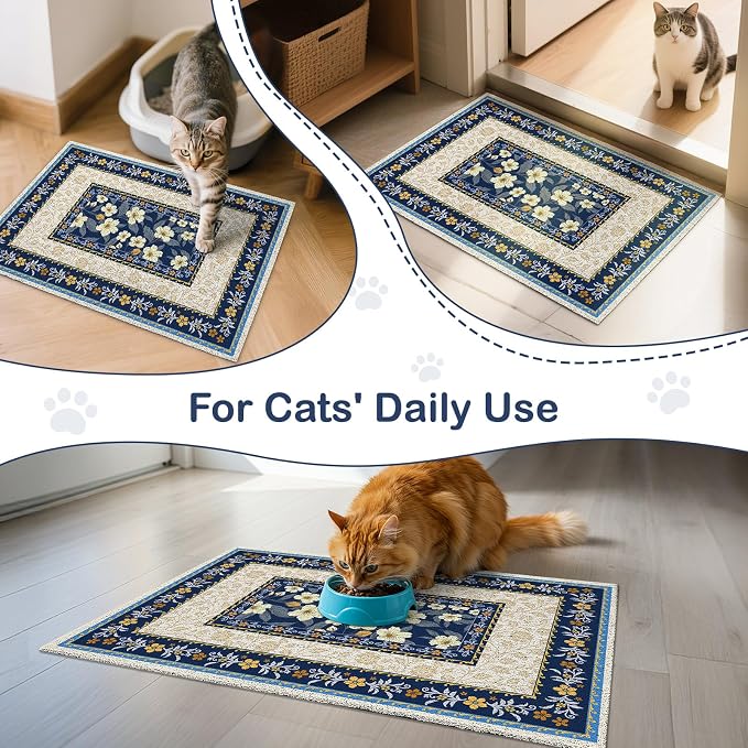Unicorn Catcher 33"x22" Cat Litter Mat Non-Slip Washable Litter Box Mat | High-Density PVC Litter Catcher Mat Efficiently Traps Scattered Litter From Paws To Keep Floors Clean