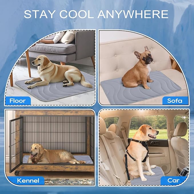 Cozyide Dog Cooling Mat, Q-Max>0.45 Thin Breathable Cooling Mat for Extra Large Dogs, Washable Reversible Dog Pad for Four Seasons, 40" L x 28" W, Dark Grey