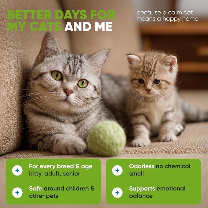 STUNICK CC1 Cat Calming Diffuser, Calming Pheromones, 60 Day Supply, 1 Diffuser and 2 Refills for Stress, Pee Spraying, Cat Fighting, Aggression, Excessive Meowing & Scratching | Odorless