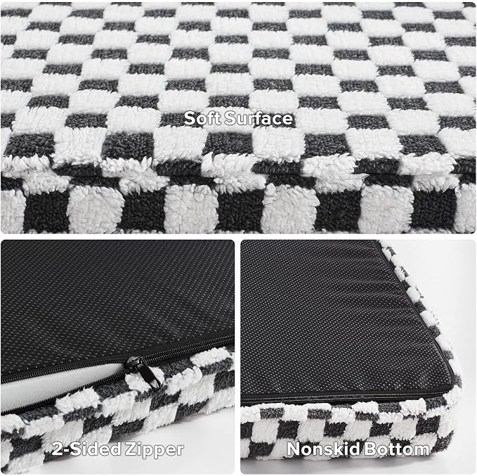 JOEJOY Orthopedic Dog Bed for Large Dogs, Memory Foam Pet Bed with Removable Washable Cover, Cozy Plush Crate Mat, 47×29", Grey