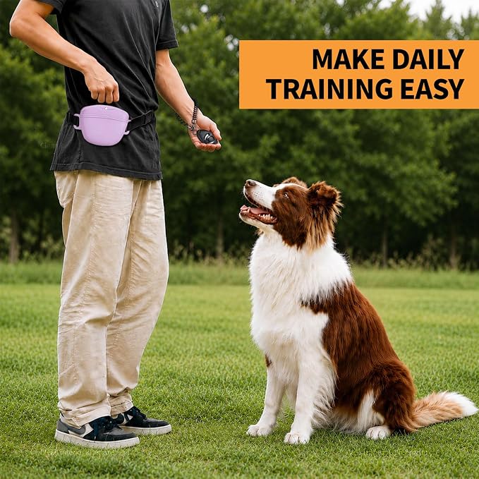 Silicone Dog Treat Pouch with Training Clicker | Upgraded Magnetic Closure, 1.6 Cup Capacity, Food-Grade Silicone, Easy Cleaning, Adjustable Belt for Training and Walking