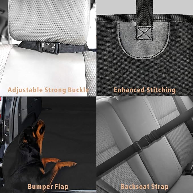 F-color SUV Cargo Liner for Dogs - Waterproof Pet Cargo Liner, Comfort Dog Cargo Cover with Bumper Flap Protector, Scratchproof for Large SUVs Sedans Trunks Vans, Black