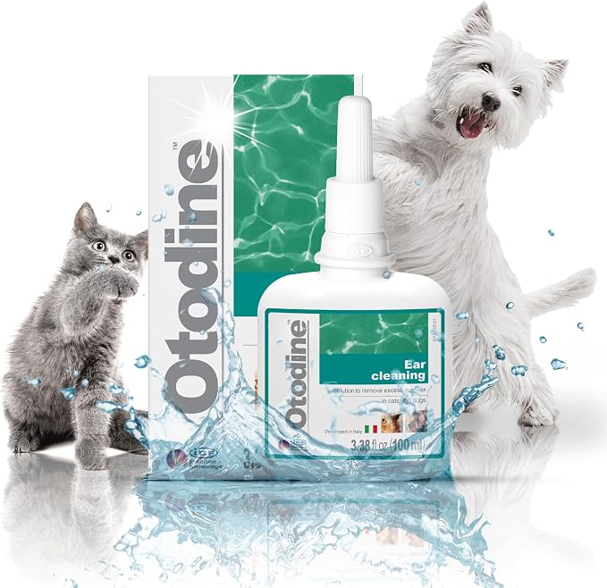 ICF Otodine Dog Ear Cleaner Solution Drops for Itchy Ears, Infections, Head Shaking, Scratching, Wax, Debris & Odor - Tris-EDTA Flush - Gentle & Safe for Cats & Puppies - 100ml