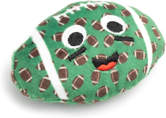 The Worthy Dog Football Plush Cat Toy – Soft Crinkle Catnip Toy with Organic Catnip for Interactive Play, Safe Non-Toxic Materials - Green, One Size