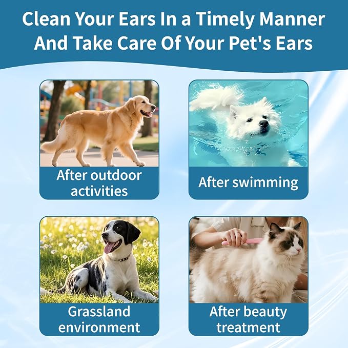 Dog Ear Cleaner, Contains Aloe Vera, Relieves Itching, Removes Earwax Buildup, Debris, Odors, Non Irritating, with Extended Soft Silicone Dropper, For Dogs and Cats, 1 Bottles (2.03 oz in total)