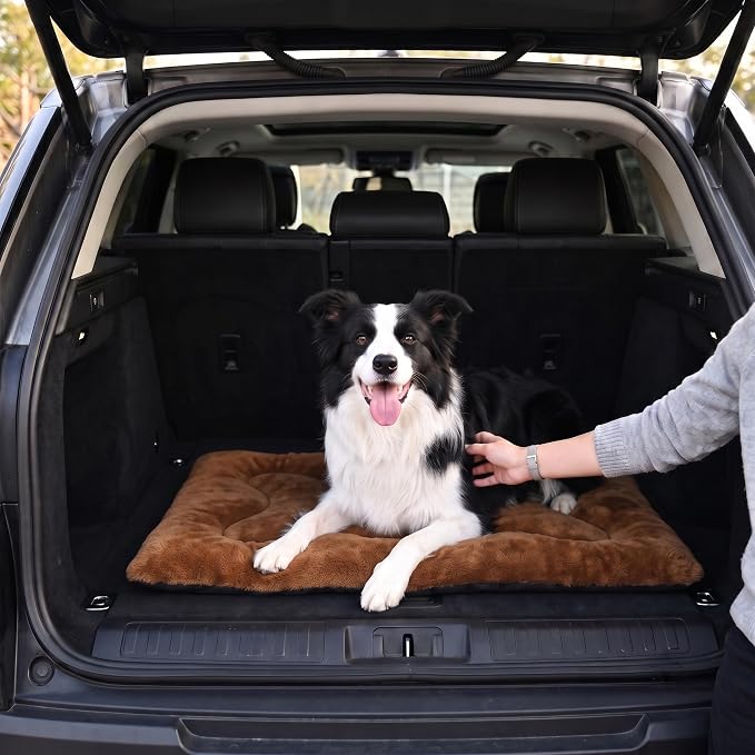 Dog Bed 36" for Metal Crate Pad,Washable Sleeping Mat for Medium/Large Pets | Soft faux rabbit fur, non-slip,machine wash/dry, plush cushioning, for crates, floors & travel, multiple sizes for all breeds