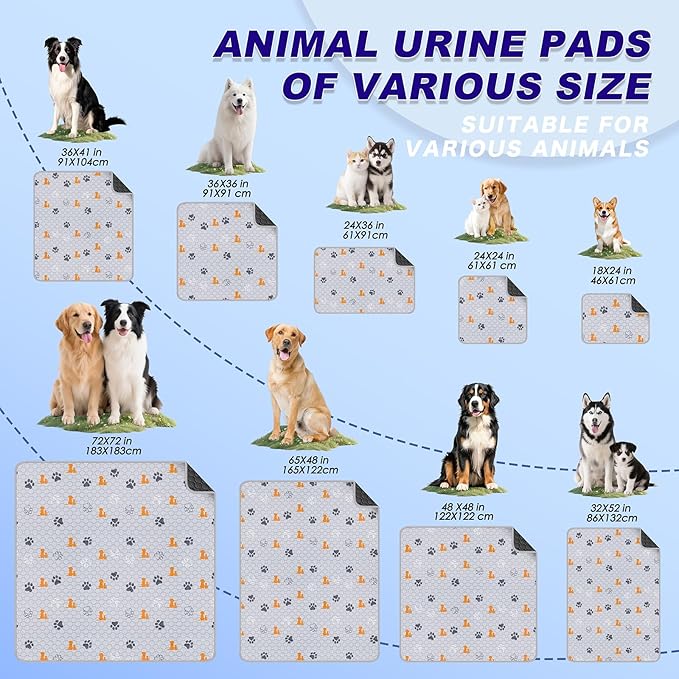 WanpeeGoo Washable Pee Pads for Dogs, Waterproof, 32 x 63 in, 2 Pack, Orng | Super Absorbent, Waterproof and Non-Slip; Washable, Reusable Dog Pads for Crates, Playpens, Floors, Furniture and Travel