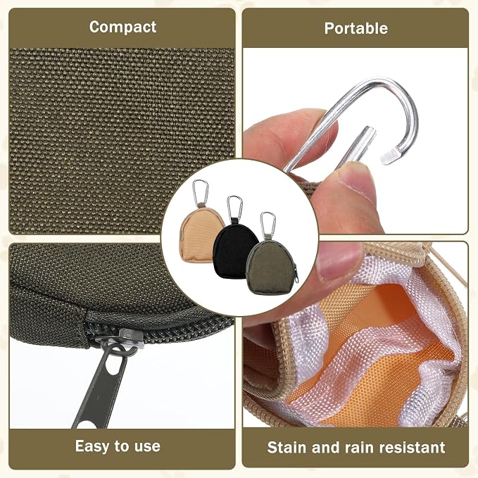 3 Pcs Dog Treat Pouch, Portable Pet Training Reward Pouch, Small Puppy Treat Bag for Leash, Hand Free Dog Walking Bag with Carabiner Zipper Closure for Puppy Travel or Outdoor Use