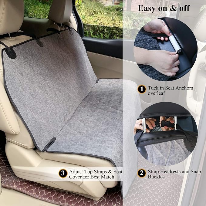 VIVAGLORY Dog Seat Covers, Dog Backseat Cover Pet Bench Protectors with Anti-Slip Backing, Back Seats Cover Rear Seat Covers Car Seat Cover for Dogs, Heather Black, 46" L * 52" W | Backseat Cover for Car Suv & Truck, Back Rear Backseat Bench Protector