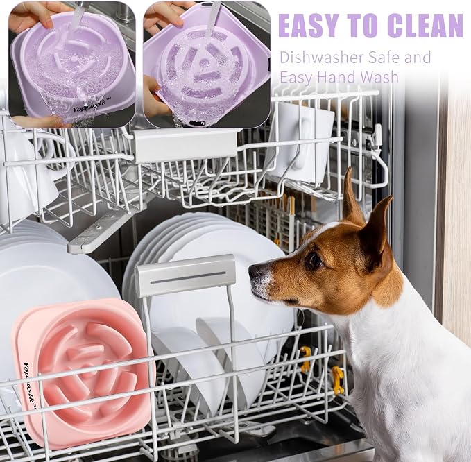 Yopnoyik 2 Pack Slow Feeder Dog Bowls for Healthy Eating, Non-Slip and Anti-Choking Design, Reduces Bloating & Overeating for Large Dogs, Easy to Clean