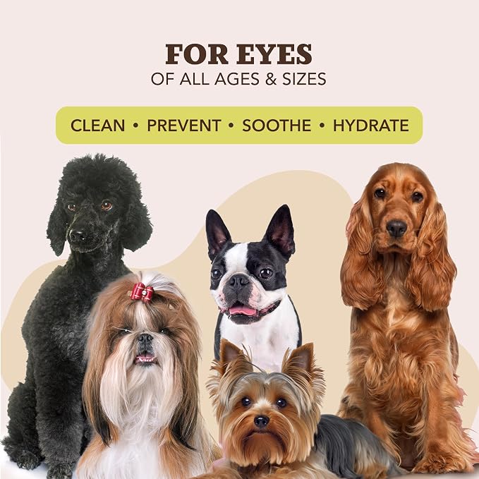 Natural Dog Company Wrinkle Wipes for Dogs, 100 Count, Hypoallergenic, Cleaning & Deodorizing, for Grooming Faces, Paws & Butts