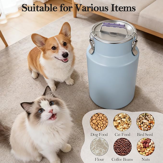 25lb Stainless Steel Dog Food Storage Container with Lid and Scoop | Airtight Metal Pet Food Storage, Large Capacity, Durable, Rust-Proof, Moisture-Proof, Keeps Kibble Fresh for Daily Use