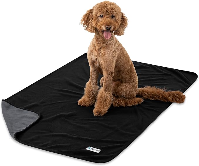 PetAmi Waterproof Dog Blanket for Couch, Pee Proof Reversible Cat Blanket for Sofa Bed Furniture Protector, Soft Fleece Washable Pet Throw for Dogs Cats Puppies Kittens, 60x80 Black Gray