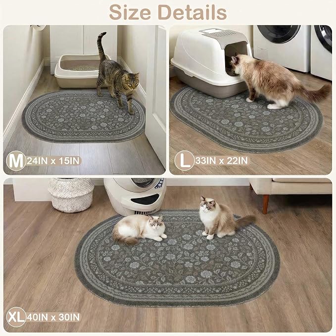 Bienbee Cat Litter Mat, 33" x 22" Dense Trapping Mesh for Litter Boxes | Litter Box Mat with PVC Mesh, Waterproof &Urineproof, Non-Slip Grip, Soft On Kitty Paws and Easy to Clean to Protect Floor
