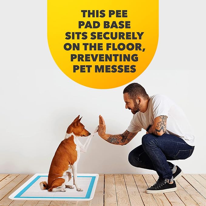 Skywin TidyFriend 2 Pack Dog Pee Pad Holder - Fits Up to 24” x 24” Pee Pad Holder for Dogs - Stable Grip, Soft Edges, Quick Wipe Silicone Surface Dog Pad Holder for Indoor Flooring Protection (White)