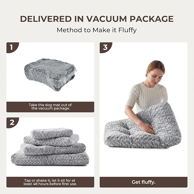 Double-Sided Dog Bed Medium Size Dog, Washable Dog Crate Beds, Thick Supportive Pet Sleeping Mat, Reversible Dogs Pillow Weight Up to 35lbs, 30x20, Light Grey