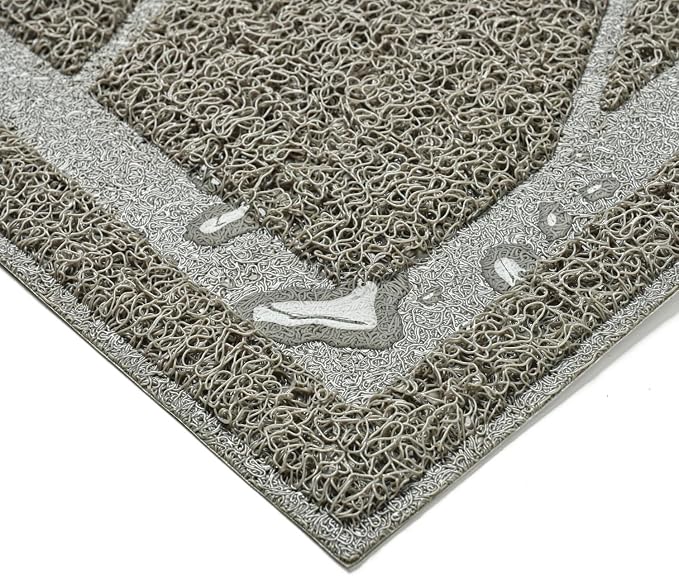 Cat Litter Box Mat, Kitty Premium PVC Pad, Durable Trapping Rug, Phthalate Free, Urine-Resistant, Scatter Control, Mosaic, L 35 x 23 Inch, Cadet Grey