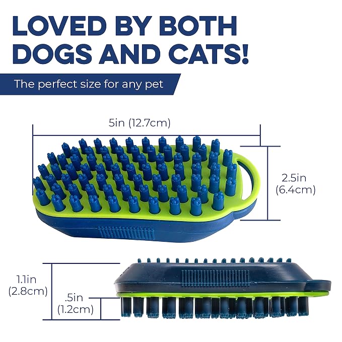 Bonza Silicone Dog Brush - Dog Brush for Shedding & Massage, Cat Bath Scrubber for Easy Shampoo, Pet Grooming Tool with Removable Hair Screen, Navy Blue, Silicone