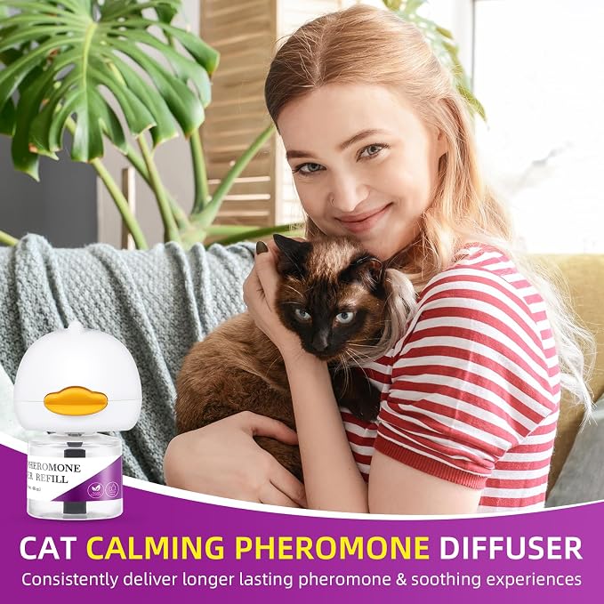 Cat Pheromones Calming Diffuser Kit, 2 Plug-in Diffusers & 2 Refills (48ml) - Up to 60 Days Pheromone Support for Cats - Helps Reduce Scratching, Urine Marking & Anxiety - Fits All Cat Breeds & Ages