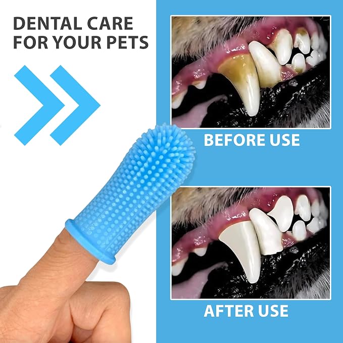 3-in-1 Pet Grooming Kit – Pet Deshedding Glove, 360° Silicone Finger Toothbrush, and Professional Dog Nail Clippers with File – Complete Grooming Set for Cats & Dogs with Short or Long Fur