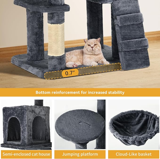 YITAHOME 70.8 inch Cat Trees for Large Cats | Cat Tower with Scratching Post, Hammock