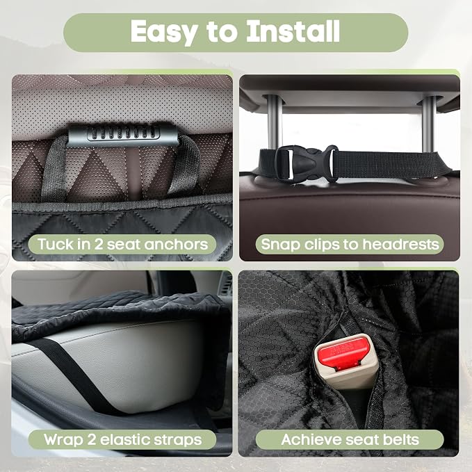 Dog Car Seat Cover for Trucks, Heavy Duty Rear Bench Cover for Ford F150/Chevrolet Silverado 1500/Ram 1500/GMC Sierra 1500, Waterproof Nonslip Pet Back Seat Cover for Dogs