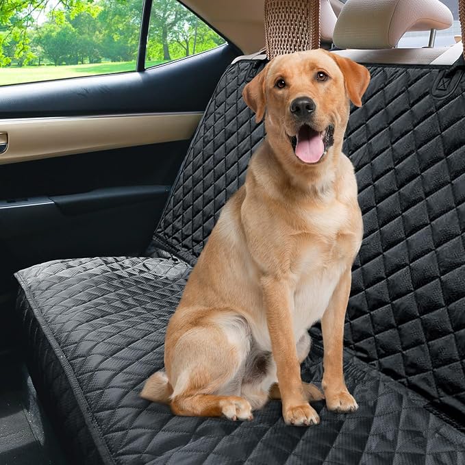 PETICON Waterproof Scratchproof Pet Bench Seat Covers for Cars, SUVs, Nonslip Durable Back Seat Cover for Dogs, 600D Oxford Fabric, Machine Washable