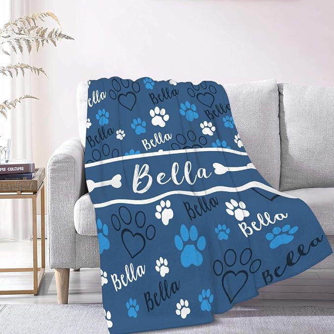 Custom Dog Blankets with Pictures, Personalized Name Blanket for Pets, Customized Pet Photo Throw,The Lightweight Blanket All-Season 50"x40"for Kids