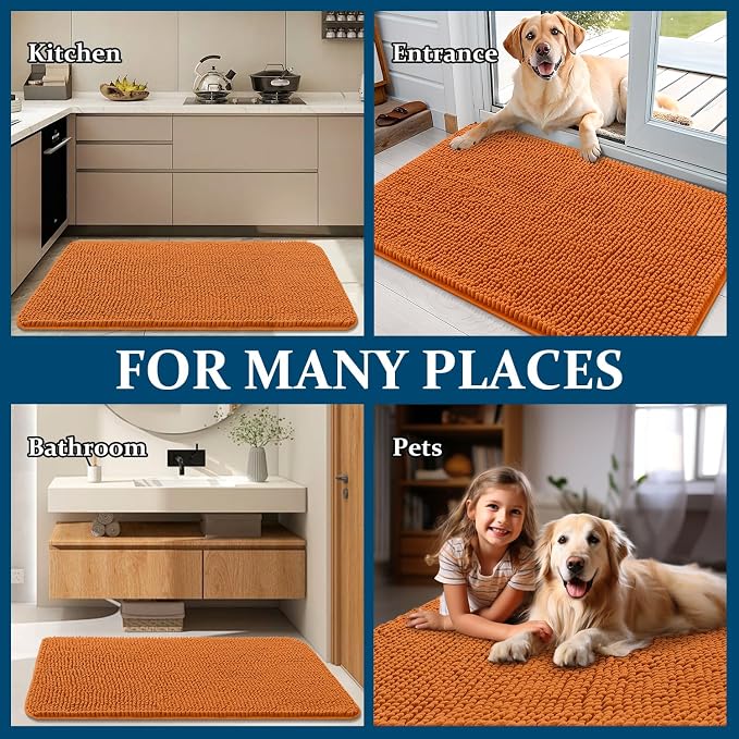 OLANLY Dog Door Mat for Muddy Paws 47x24, Super Absorbent Chenille Mud Mat | Clay, Absorbs Moisture and Dirt, Non-Slip Machine Washable Doormat, Quick-Drying Indoor Entryway Floor Carpet for Dogs