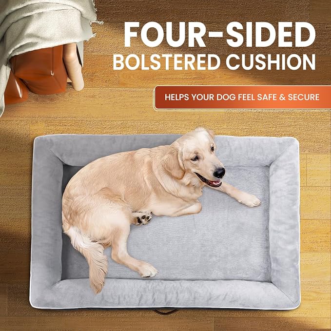 Upvilla Orthopedic Dog Bed, Four-Sided Cushioned Egg-Shaped Foam Dog Sofa, Waterproof Removable Cover, Cat Bed with Non-Slip Base, Small Pet Bed,Gray