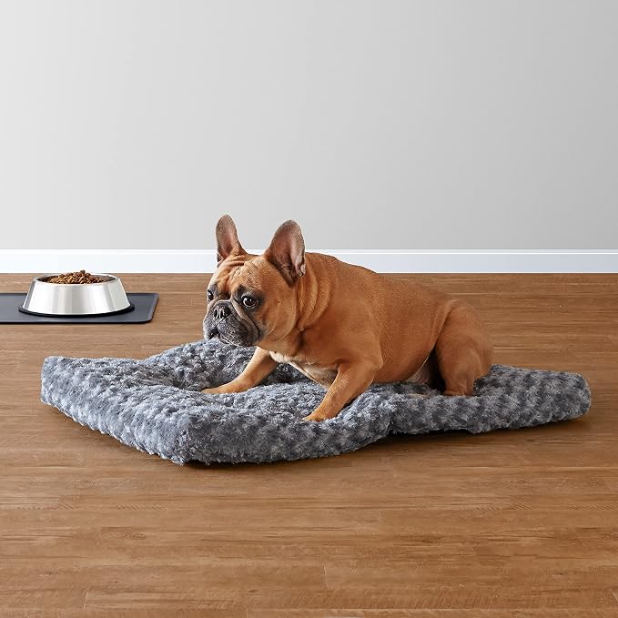 Amazon Basics Washable Cat and Dog Bed Crate Pad, Indoor, Easy to Wash, Fits Medium Crates, 29 x 21 x 3 inches, Gray