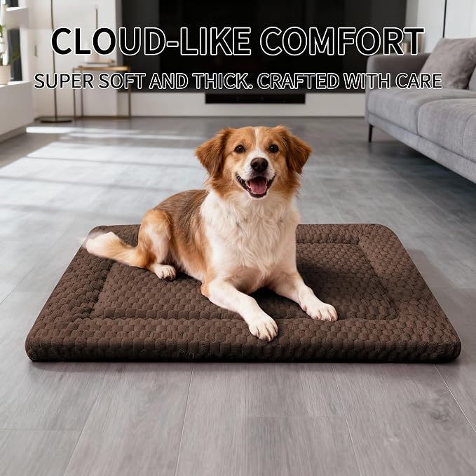 Dog Bed Mat - Dog Crate Pad - Reversible Mat for Pet Comfort - Soft Bed Crate Pads for All Seasons - Durable, Machine Washable Mat for Crates, Travel, and Home (Dark Brown, 30" L*20" W*1.5" Th)
