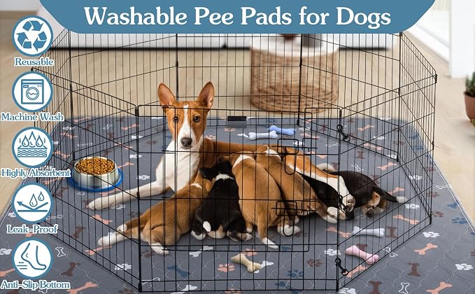 Washable Pee Pad for Dogs, 2 Pack Large Reusable Puppy Pads, 36"x72" | Super Absorbent, Waterproof & Leakproof, Non-Slip Bottom, Machine Washable, For Floors, Beds, Couches, Crates, Carpets, Cars