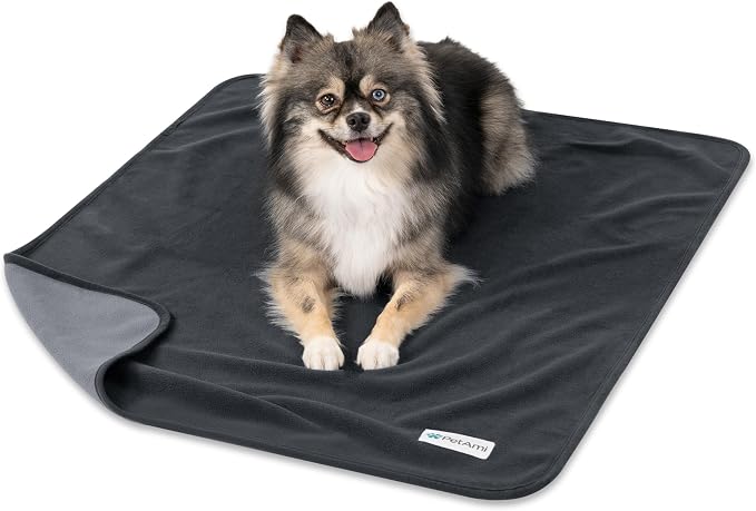 PetAmi Waterproof Dog Blanket for Small Medium Dogs Cats, Pee Proof Reversible Cat Blanket for Kitten Puppy, Soft Fleece Washable Pet Throw for Couch Car Crate Liner, 29x40 Gray
