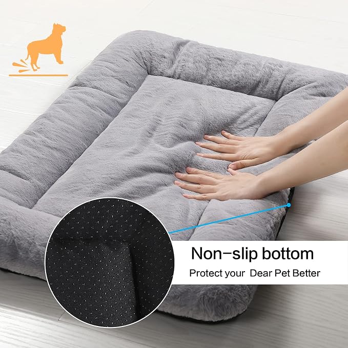 Dog Crate Pad Washable Dog Bed for Crate Small Cozy Mat 24-Inch Gray | Ultra Soft Kennel Pad,Anti-Slip Bottom,Fits for Most Metal Crates,Comfortable Sleeping Pet Mat