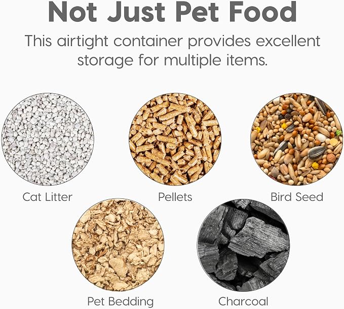 IRIS USA Dog Food Storage Container 50 lbs, with Removable Rolling Wheels, for Dog Cat Bird and Other Pets, Food Storage Bin, Keep Fresh, Made in USA, Pearl/Black