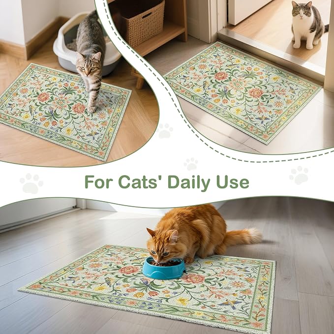 Unicorn Catcher 24"x15" Cat Litter Mat Non-Slip Washable Litter Box Mat | High-Density PVC Litter Catcher Mat Efficiently Traps Scattered Litter From Paws To Keep Floors Clean