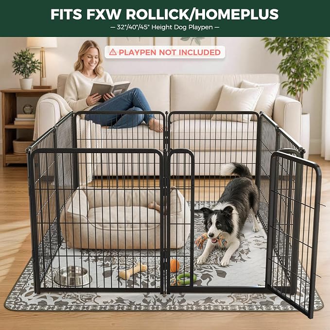 FXW Washable Pee Pads for Dogs, Super Absorbent, 71" Square, 1 Pack | Machine washable, Non-slip backing, Fits 32"H 8-Panel FXW Rollick/Homeplus Playpens