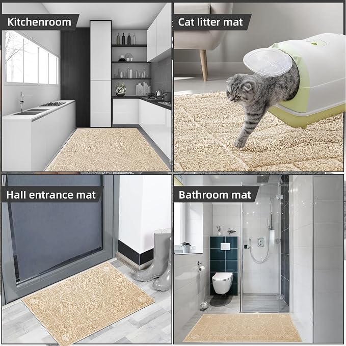 Cat Litter Mat, Litter Trapping Mat Soft on Kitty Paws, 35" x 24" Kitten Litter Box Mat for Cleaner Floors, Waterproof, Easy Clean, Durable Large Size Cat Litter Pad for Kitten.